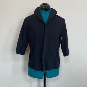 Japanese Brand Harpers Bigot Women’s Black Jacket 3/4 Sleeve Stand-Up Collar